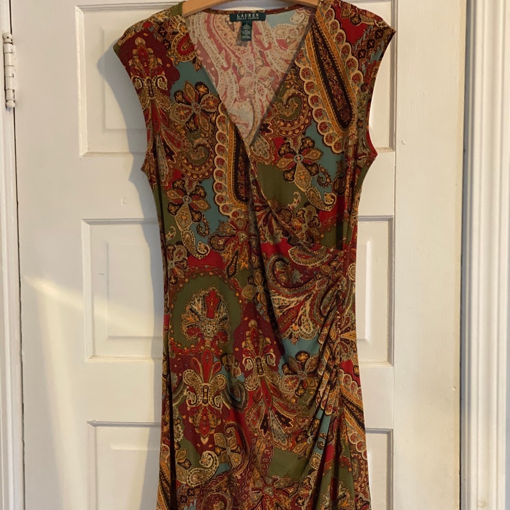 Ralph Lauren Brown Paisley Patterned Dress